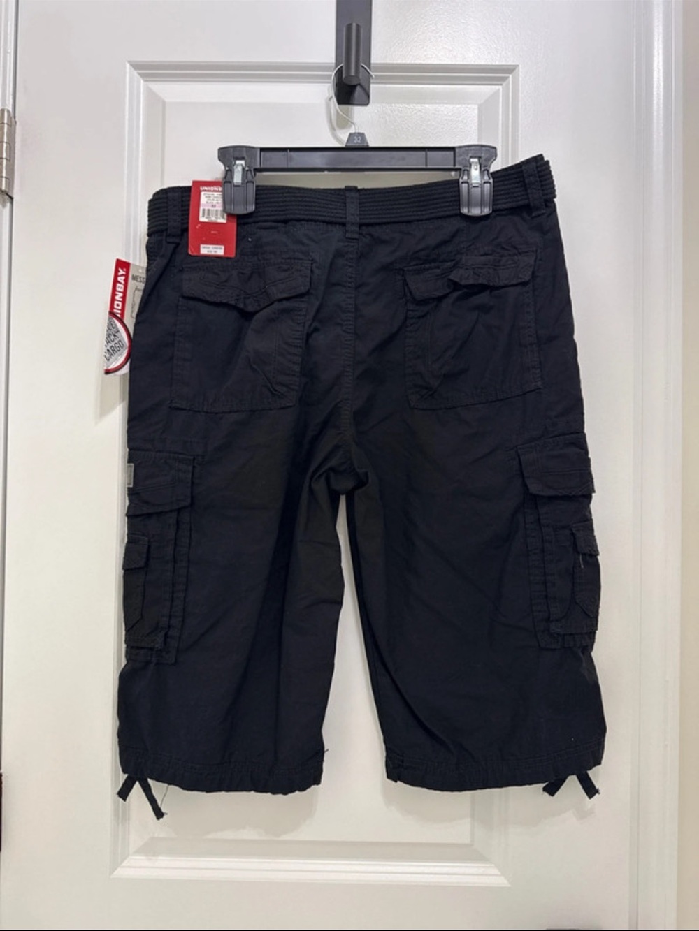UNIONBAY Black Cargo Shorts with Elastic Web Belt W32 - Picture 3 of 3